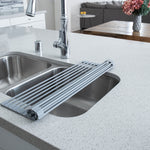 Better Houseware Over the Sink Roll Up Drying Rack, Silicone and Stainless Steel