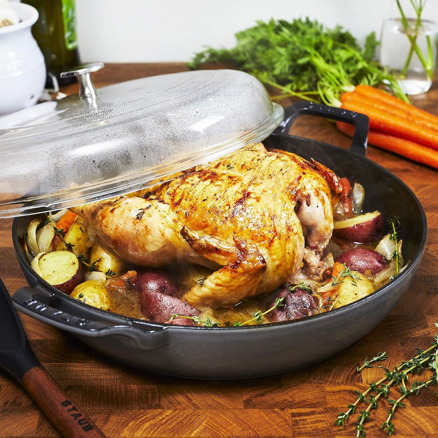 Staub Cast Iron 3.5-qt Braiser with Glass Lid, Graphite Grey