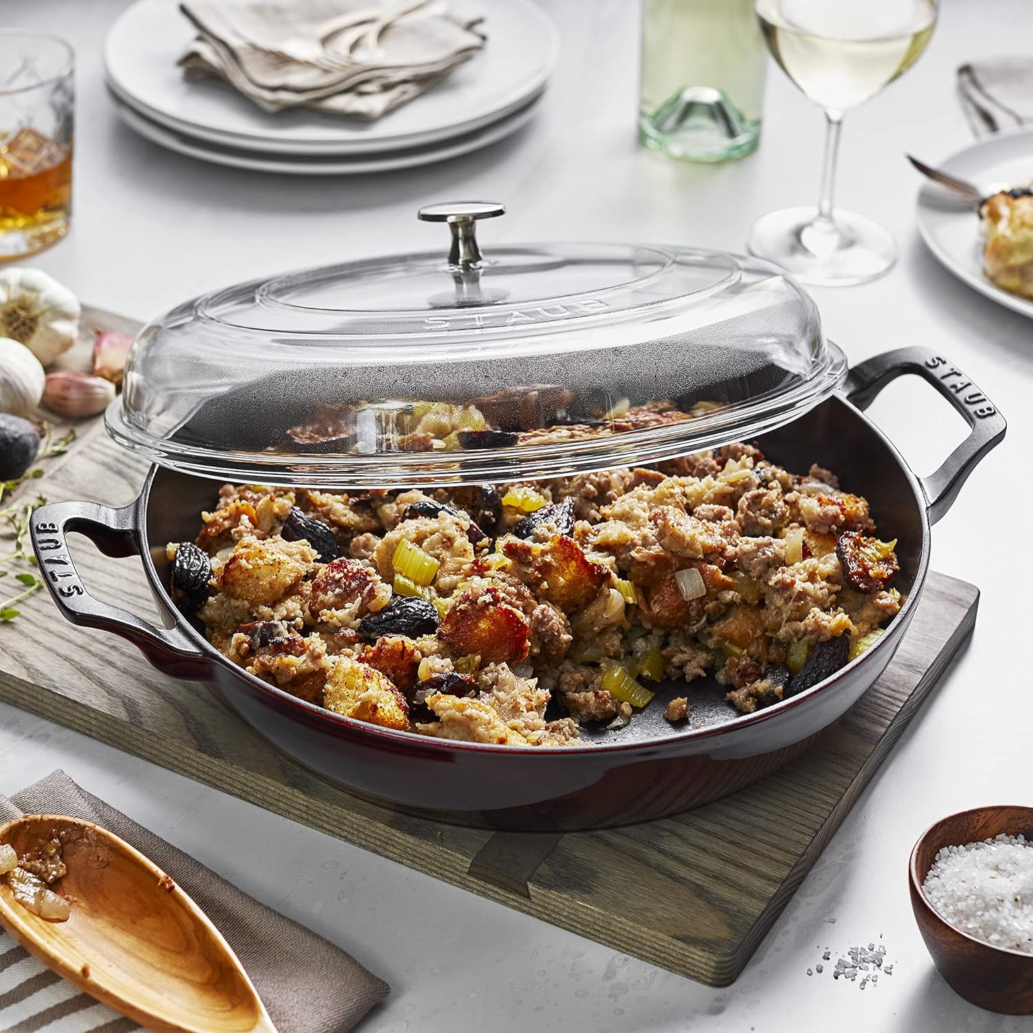 Staub Cast Iron 3.5-qt Braiser with Glass Lid, Grenadine