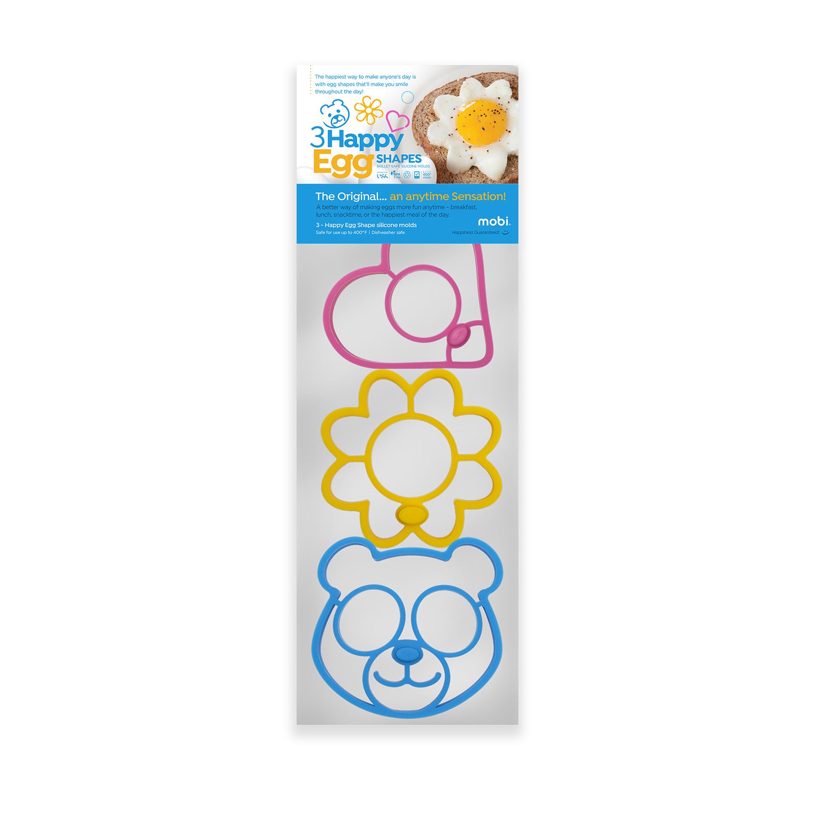 Mobi 3-Happy Egg Shapes Silicone Molds, Set of 3