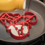 Mobi Silicone Barnyard Animals Pancake Cluster Mold with 3 Animals, Red