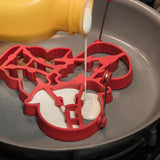 Mobi Silicone Barnyard Animals Pancake Cluster Mold with 3 Animals, Red
