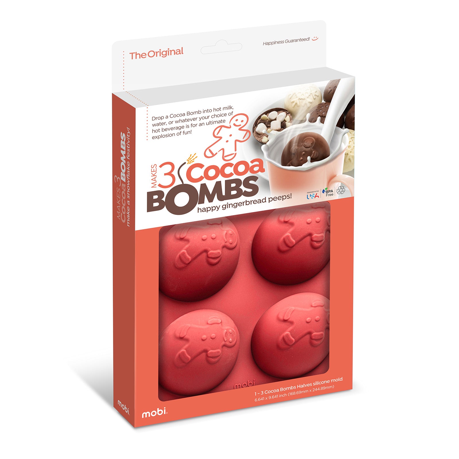 Mobi Hot Chocolate Silicone Cocoa Bombs Molds, Gingerbread Man