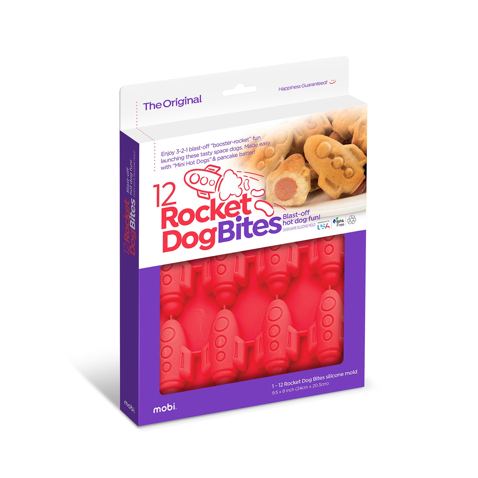 Mobi 12 Pigs in a Blanket Silicone Snack Mold, Mini Rocket Dogs
