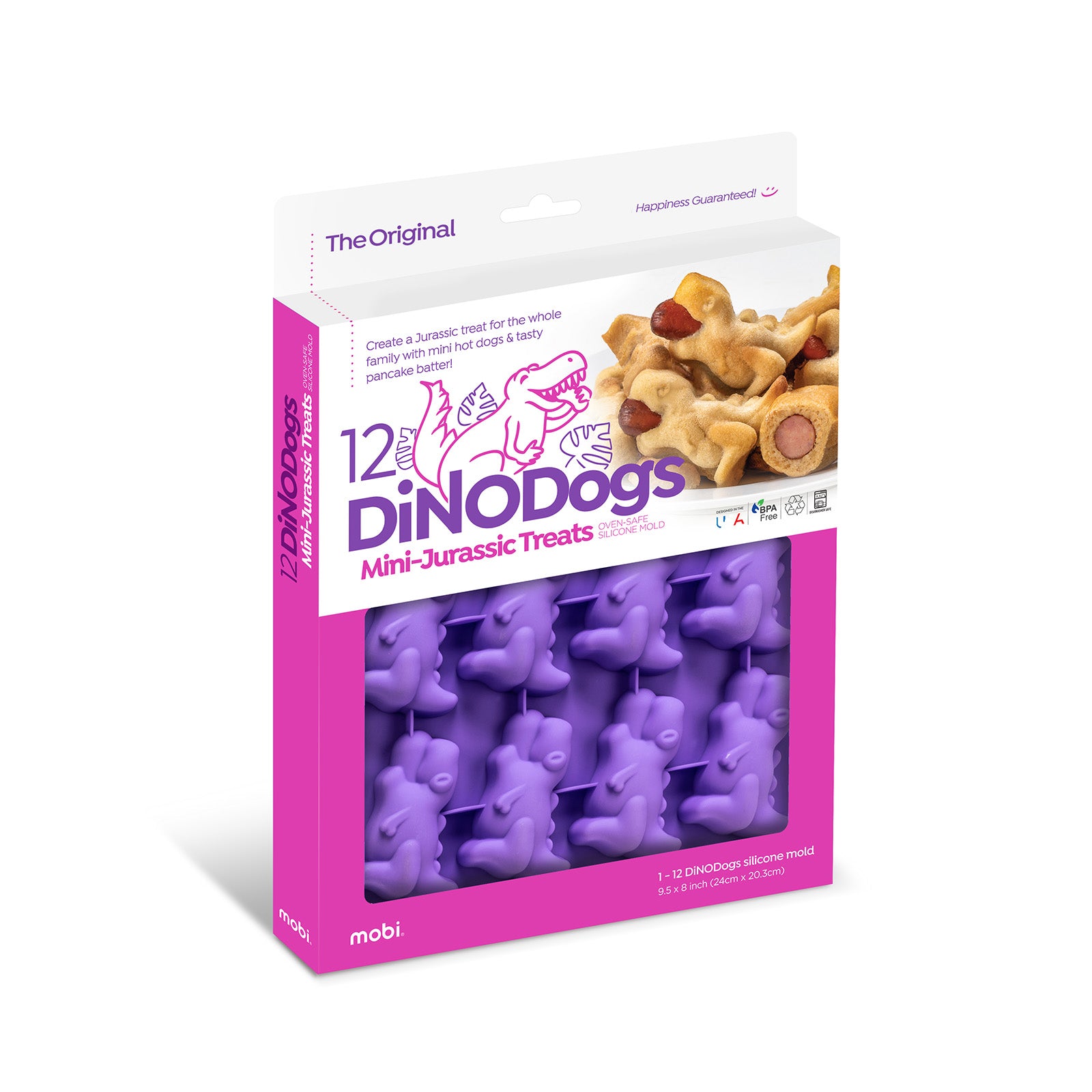 Mobi 12 Pigs in a Blanket Silicone Snack Mold, Dino Dogs