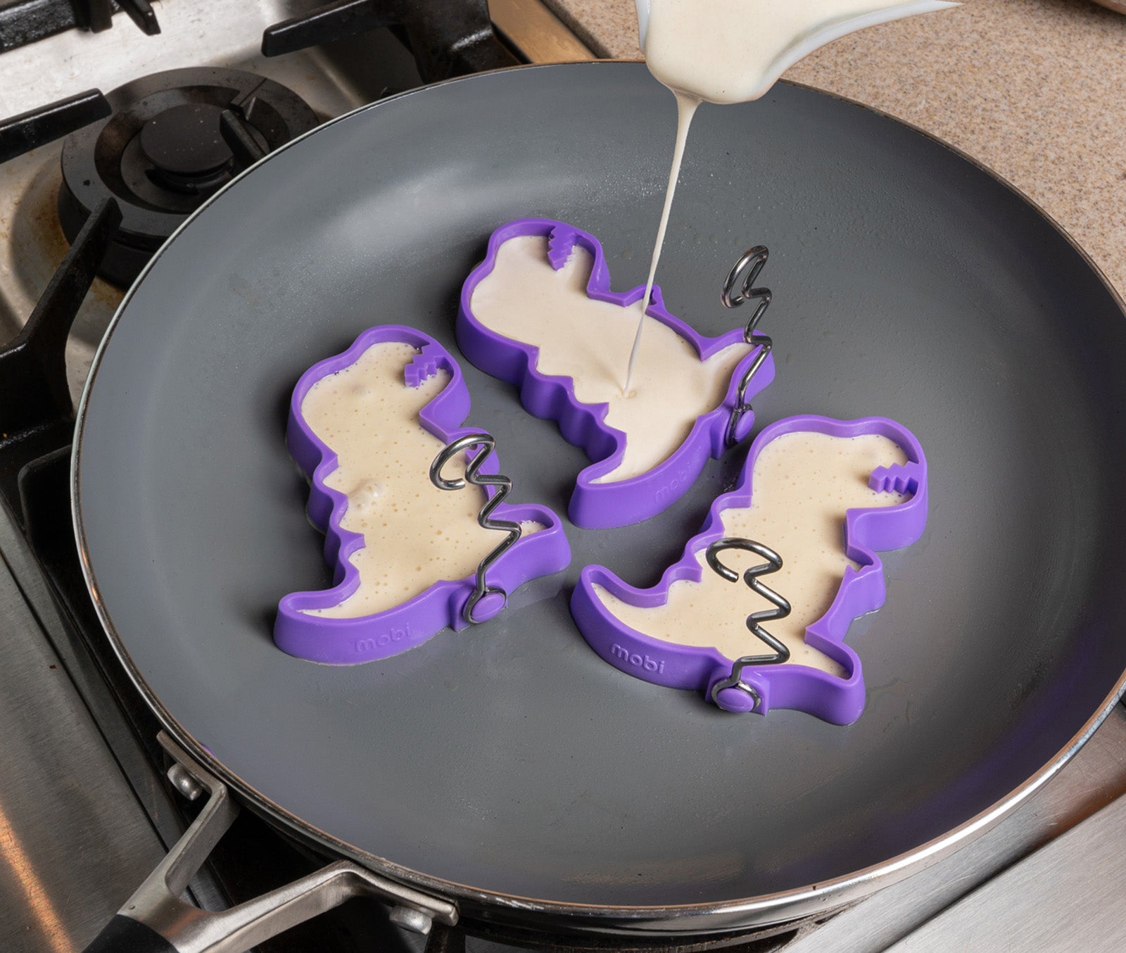 Mobi Dino Bites Silicone Egg and Pancake Molds, Set of 3