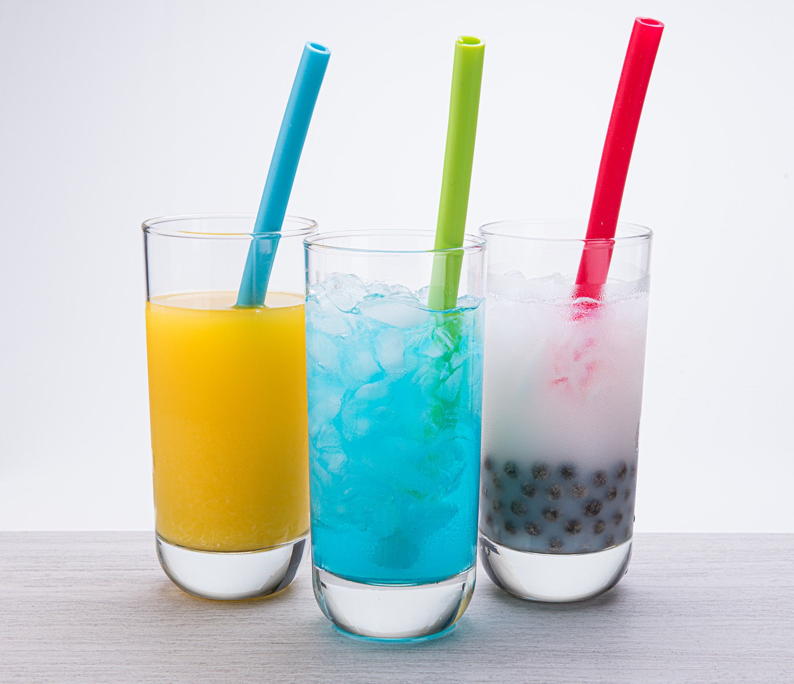 Mobi The Last Straw Reusable Silicone Drinking Straws, Set of 3 Assorted Colors