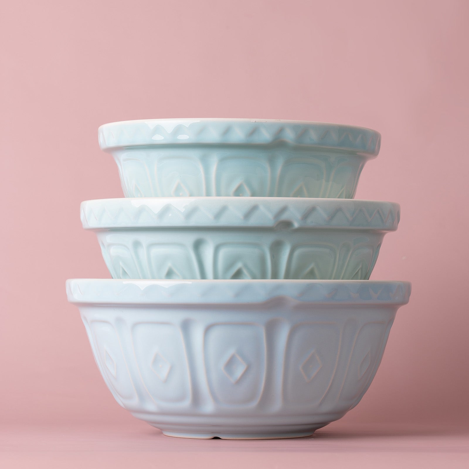 Mason Cash Color Mix Powder Blue Size 12, Size 18, Size 24 Mixing Bowl Set of 3