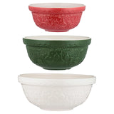 Mason Cash Deck The Halls 3 Piece Ceramic Mixing Bowl Set