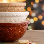 Mason Cash Gingerbread Lane Mixing Bowl Set of 3 | Stoneware Nesting Bowls, Holiday Theme
