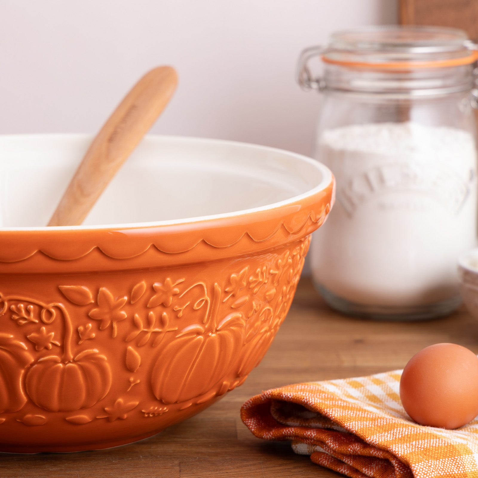 Mason Cash Pumpkin Mixing Bowl Set of 3 | Stoneware Nesting Bowls, Fall Harvest