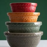 Mason Cash In the Forest Mini Bowl Set, 4 Stoneware Prep Bowls with Embossed Woodland Designs