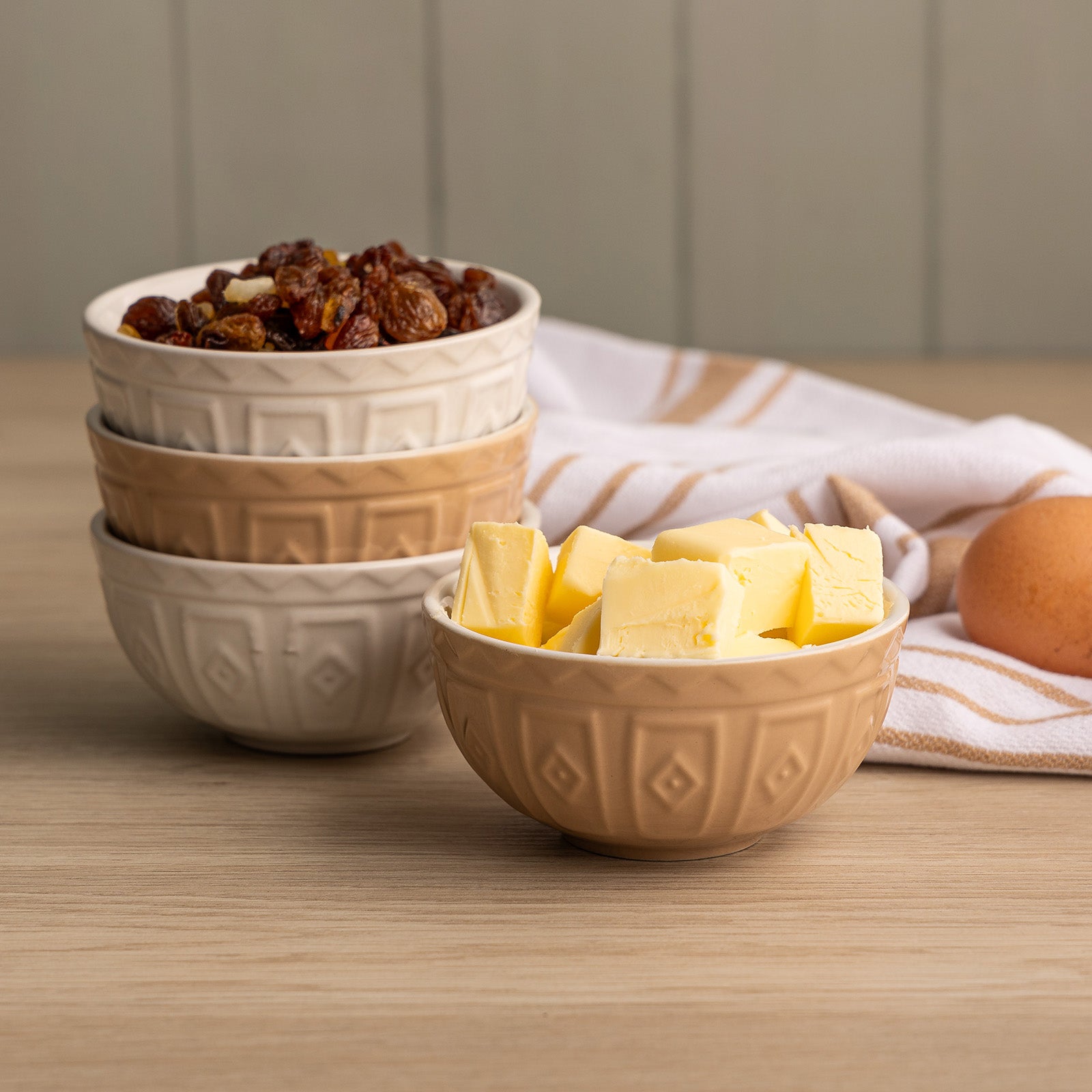 Mason Cash Cane Mini Prep Bowl Set, 4 Durable Stoneware Bowls for Kitchen Prep