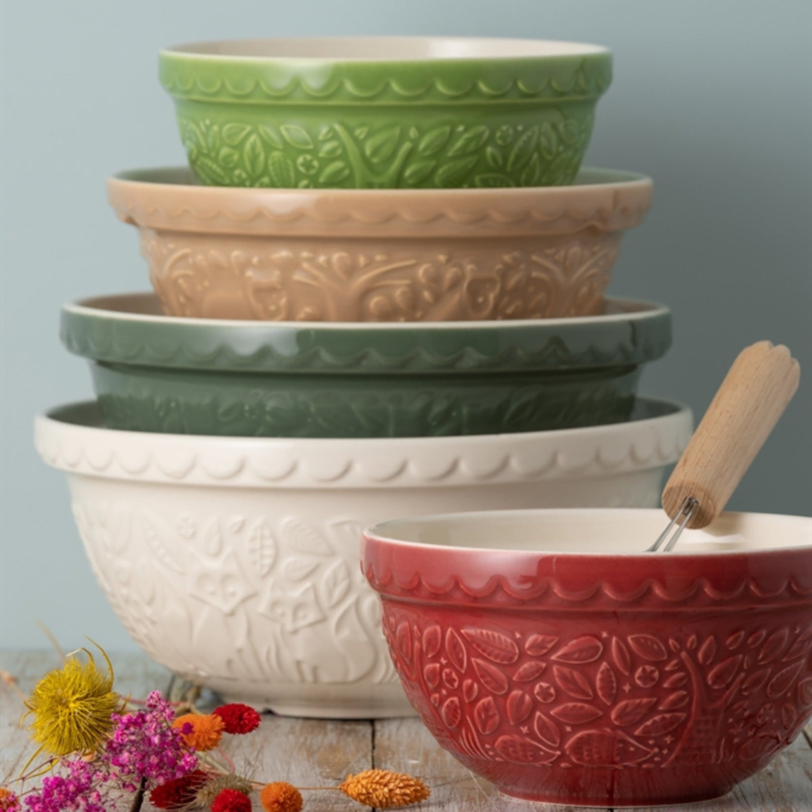 Mason Cash In The Forest Owl Size 18 Mixing Bowl, Dark Green, 2.85 Quart