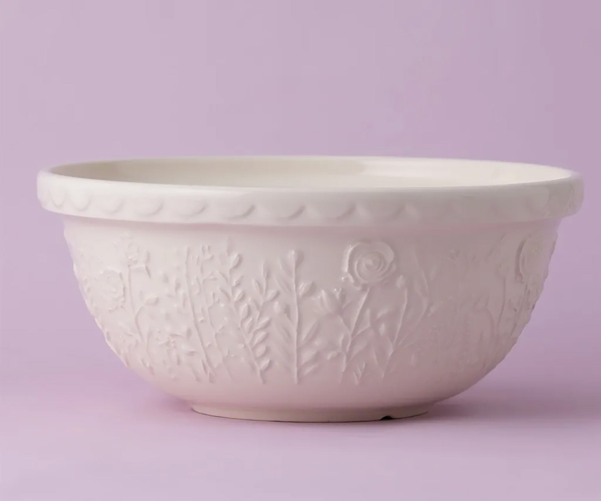 Mason Cash In The Meadow Rose Size 12 Mixing Bowl, 4.25 Quart, Cream