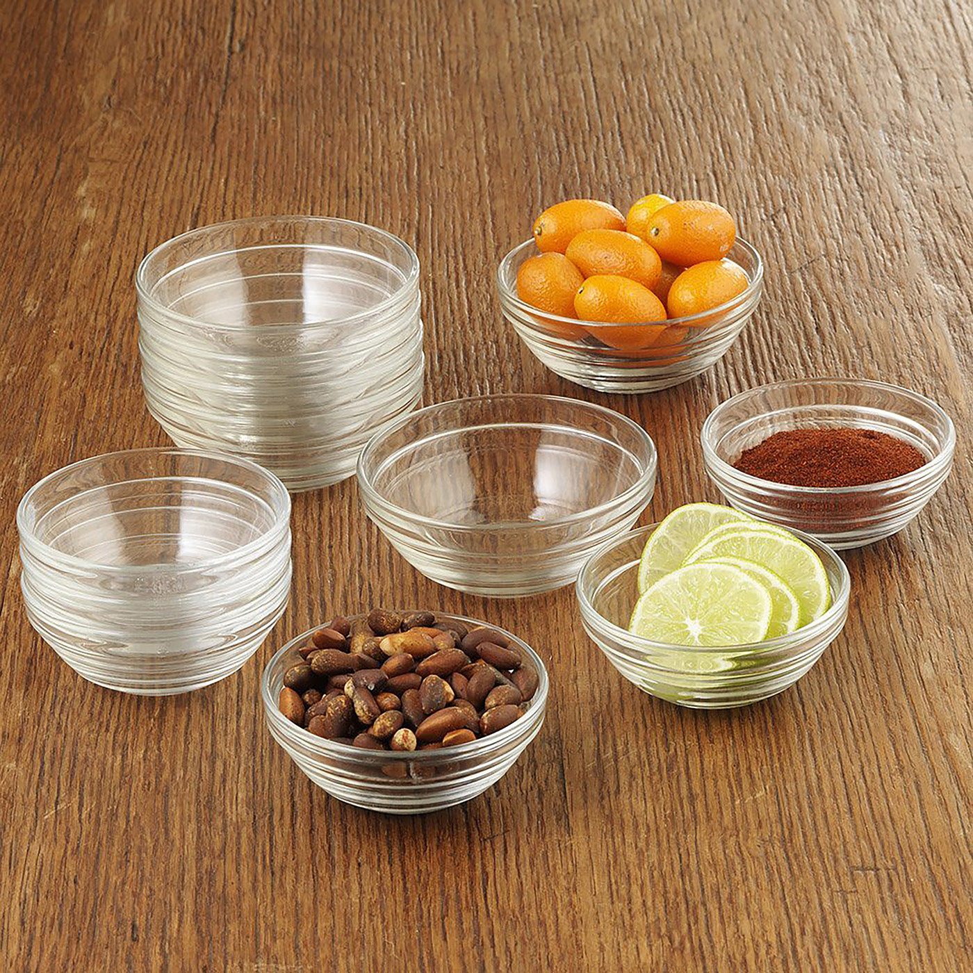 Duralex Made In France Lys Stackable Glass Bowl, Set of 4, 1-ounce, 2.375-Inch