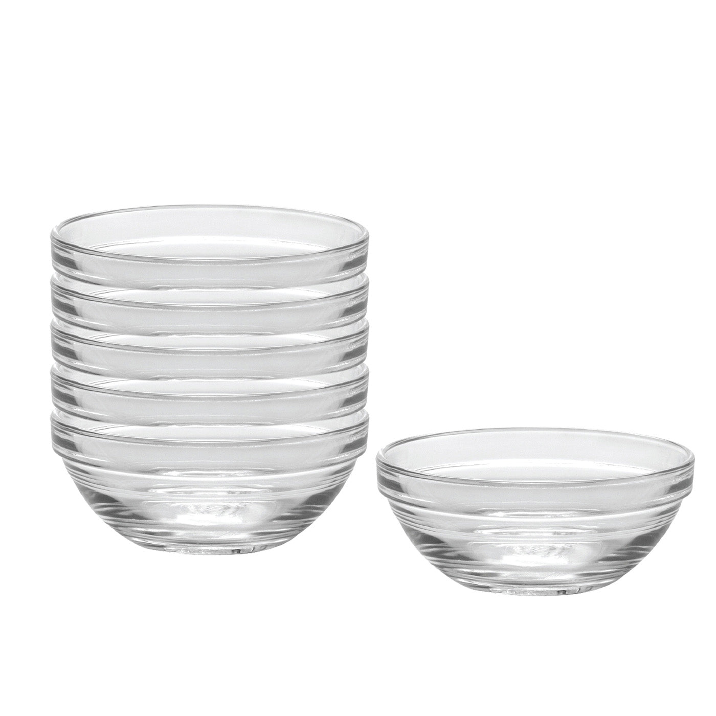 Duralex Made In France Lys Stackable Glass Bowl, Set of 6, 6-ounce, 4.125-Inch