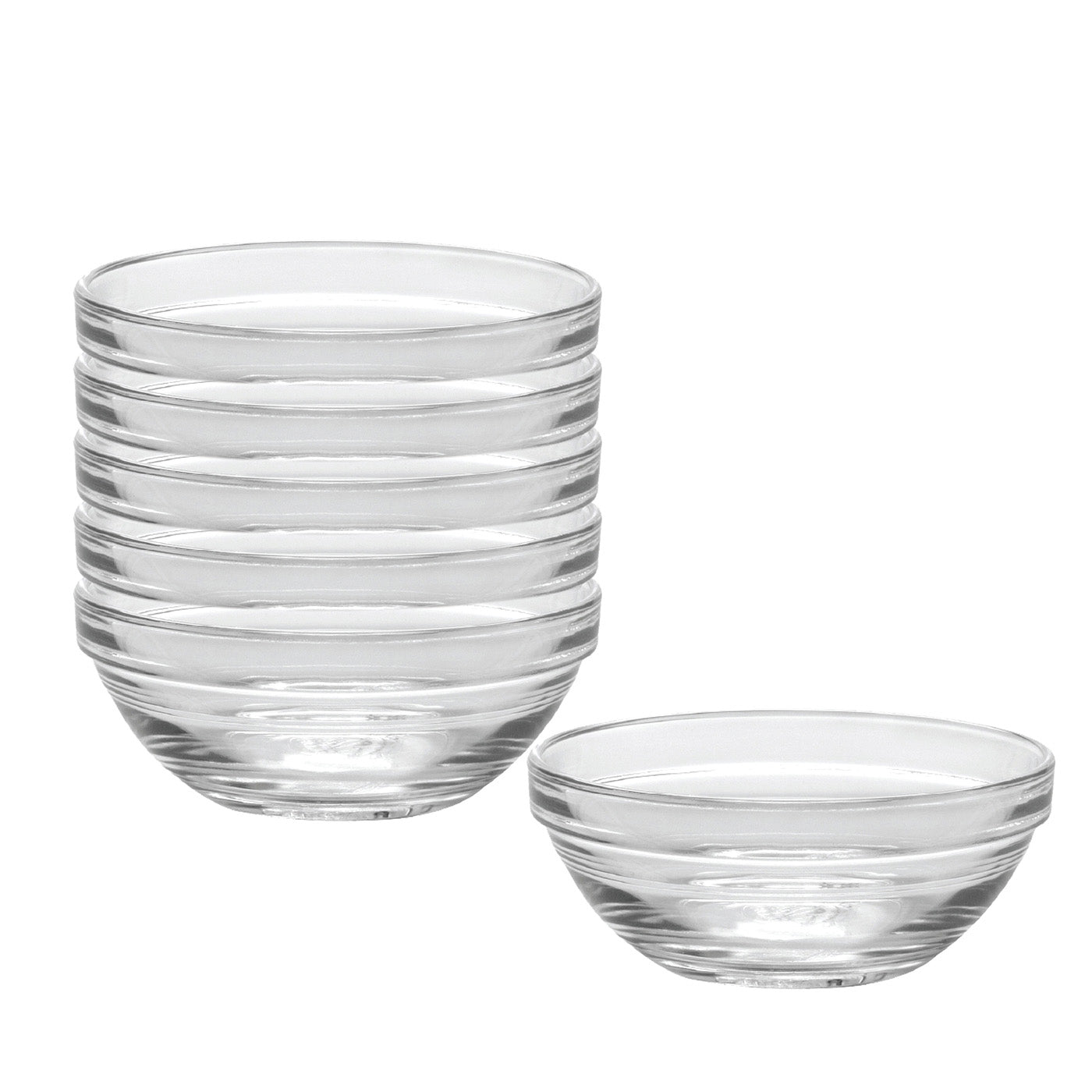 Duralex Made In France Lys Stackable Glass Bowl, Set of 6, 10-ounce, 4.75-Inch
