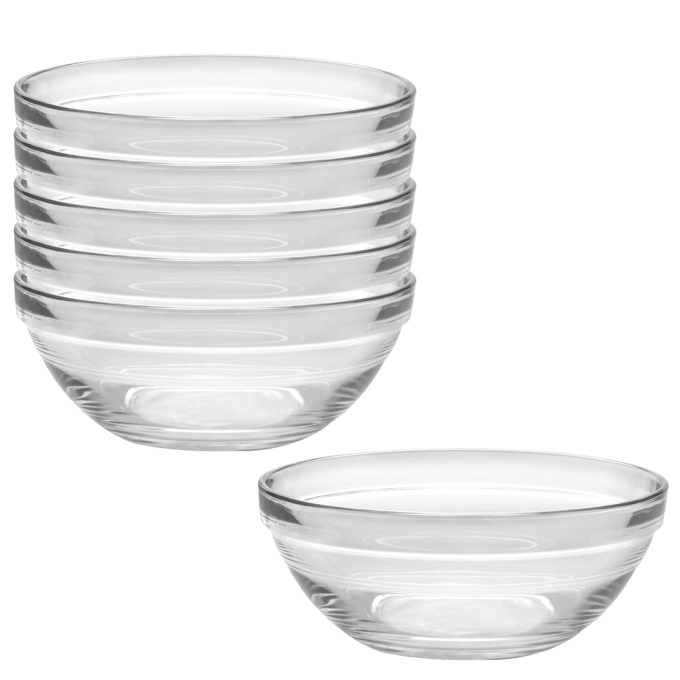 Duralex Made In France Lys Stackable Glass Bowl, Set of 6, 6-Quart, 12.25-Inch