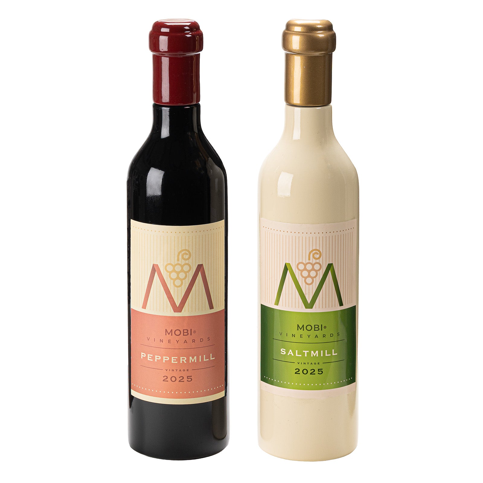 Mobi Wine Bottle Design Peppermill with Ceramic Grinding Mechanism