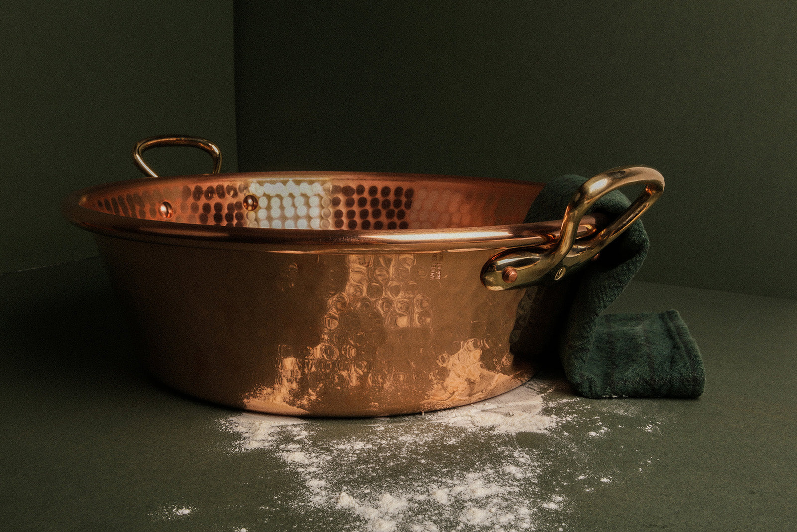 Mauviel M'Passion 17.4 Qt. Hammered Jam Pan, Bronze Handle