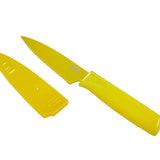 Kuhn Rikon Colori Non-Stick Serrated Paring Knife with Safety Sheath, 4 inch, Yellow