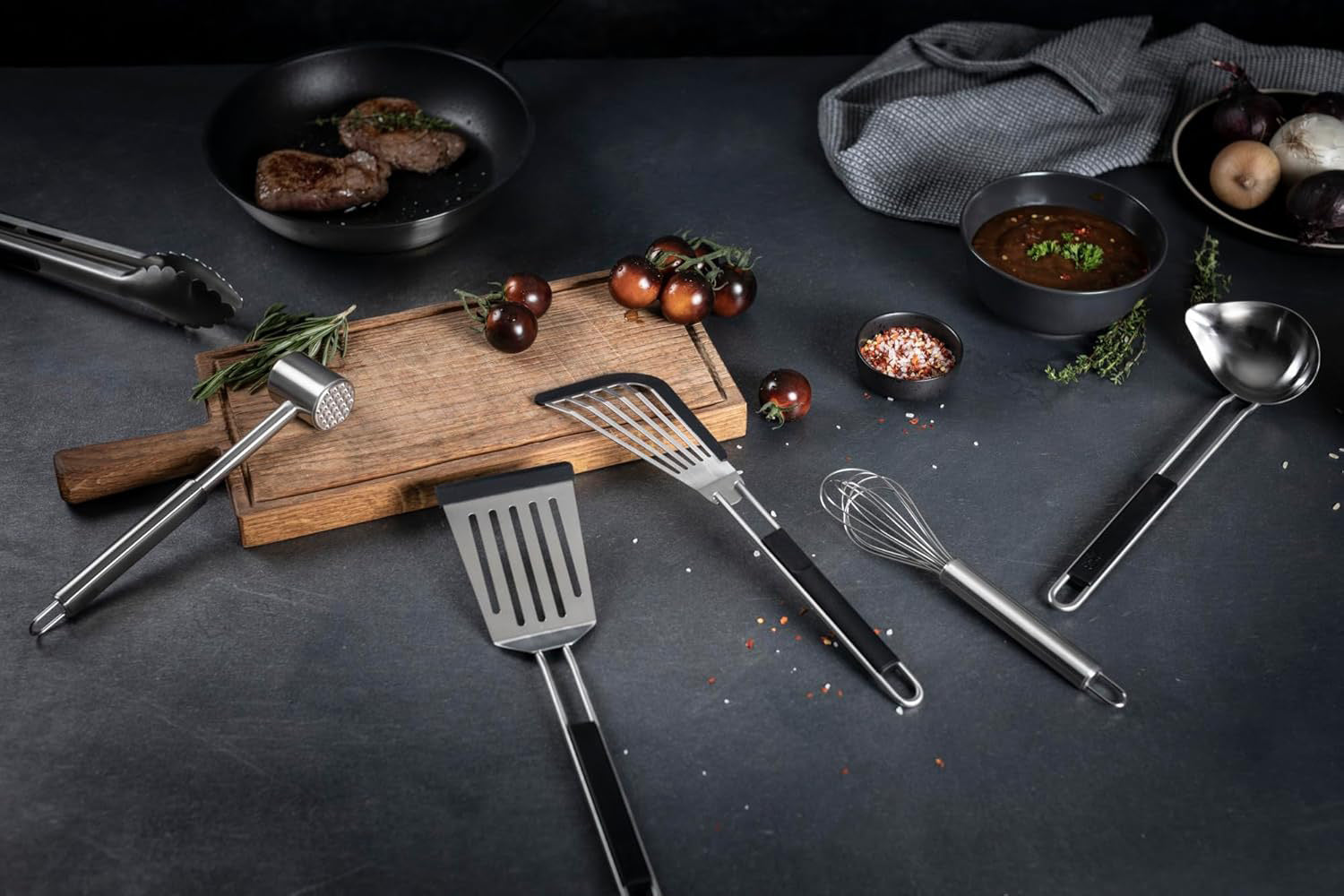 Kuhn Rikon Essential Meat Tenderizer, Dual-Sided Stainless Steel Head