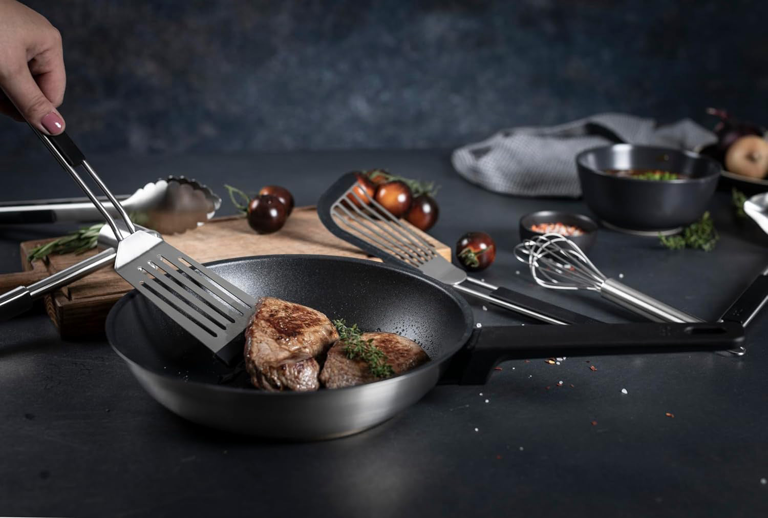 Kuhn Rikon Essential Softedge Thin Turner Spatula with Stainless Steel Blade, Non-Stick Safe Silicone Edge