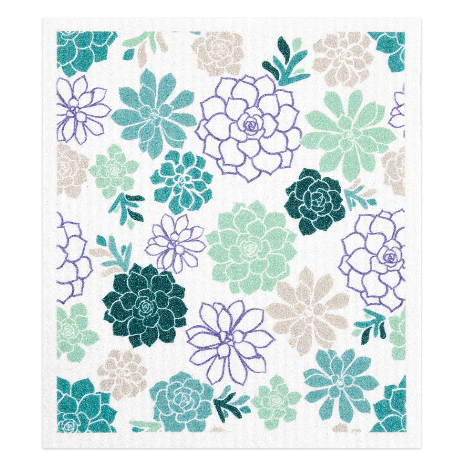 MU Kitchen Sponge Cloth, Set of 2 Dish Cloths, Succulents