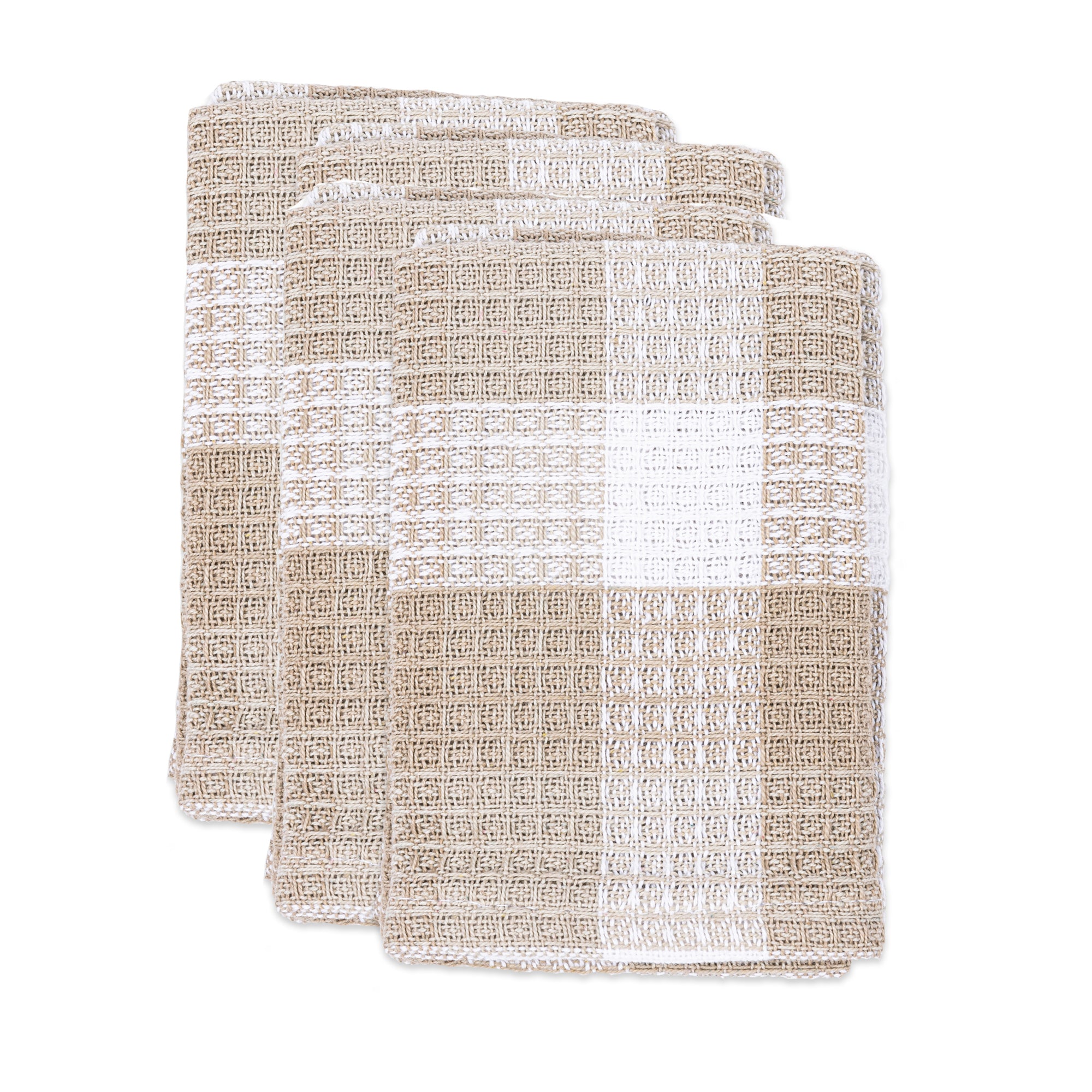 MU Kitchen Nana's Cloth Cleaning and Dish Cloth, Set of 4, Khaki/White