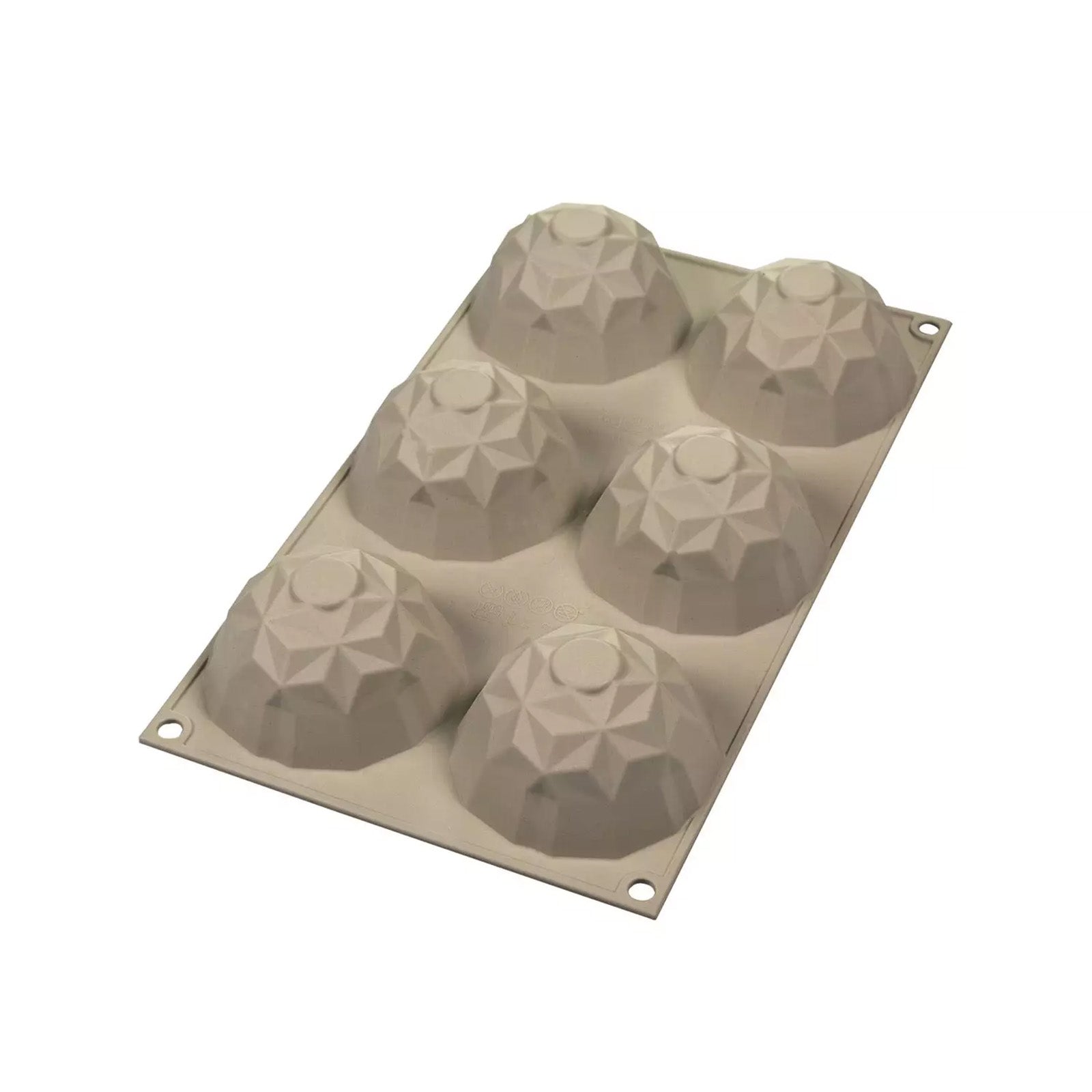 Silikomart Mini Gemma Silicone Mold, Flexible Tray Creates 6 Textured Gemstone-Shaped Desserts