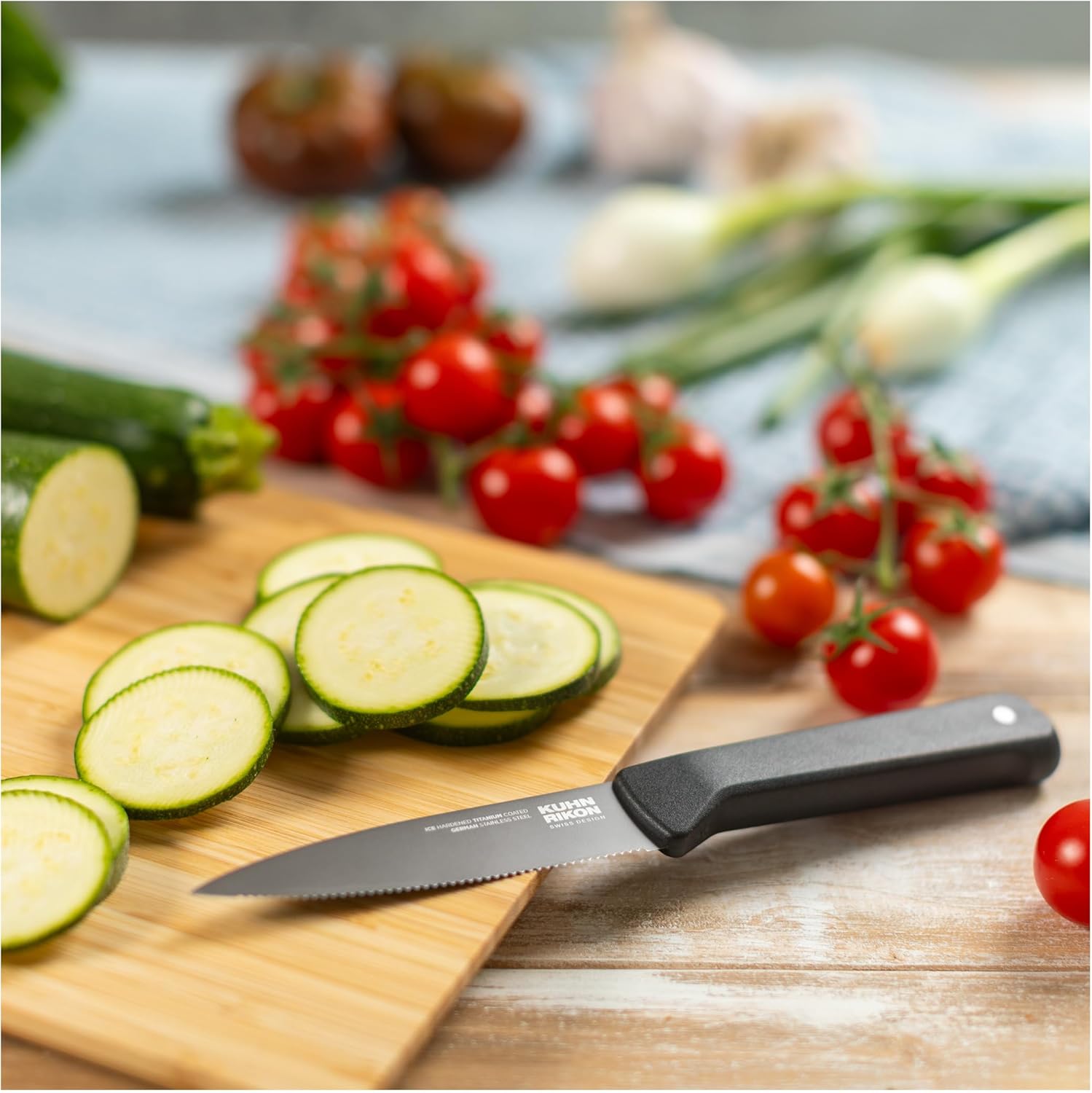 Kuhn Rikon ICED Serrated Paring Knife 3.5-Inch, Ice Hardened German Stainless Blade