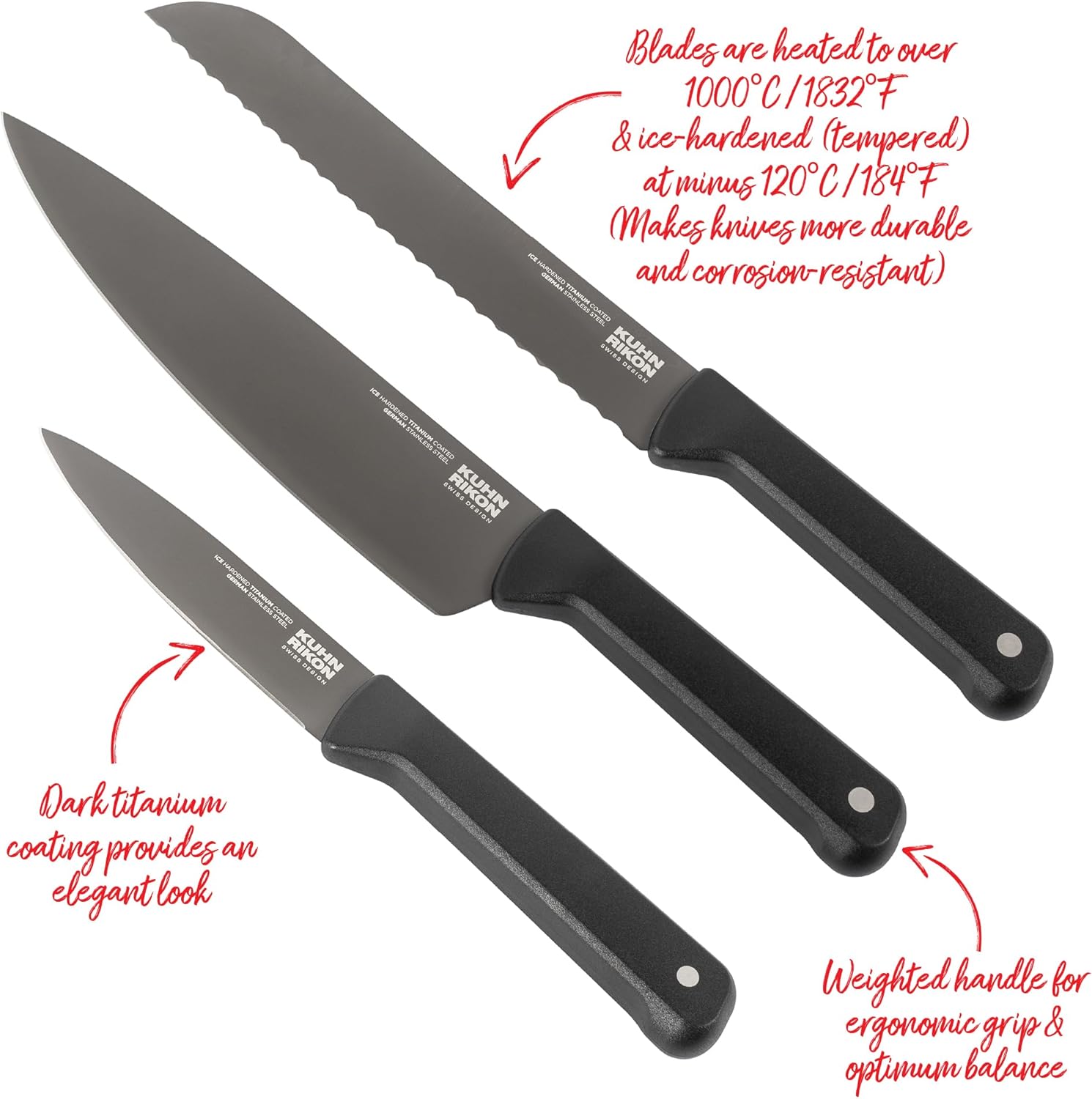 Kuhn Rikon ICED Serrated Utility Knife 5.12-Inch, Ice Hardened German Stainless Blade