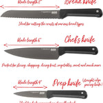 Kuhn Rikon ICED 3 Piece Knife Set, Paring, Chef, Bread, Ice Hardened German Stainless Blade
