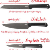 Kuhn Rikon ICED 3 Piece Knife Set, Paring, Chef, Bread, Ice Hardened German Stainless Blade