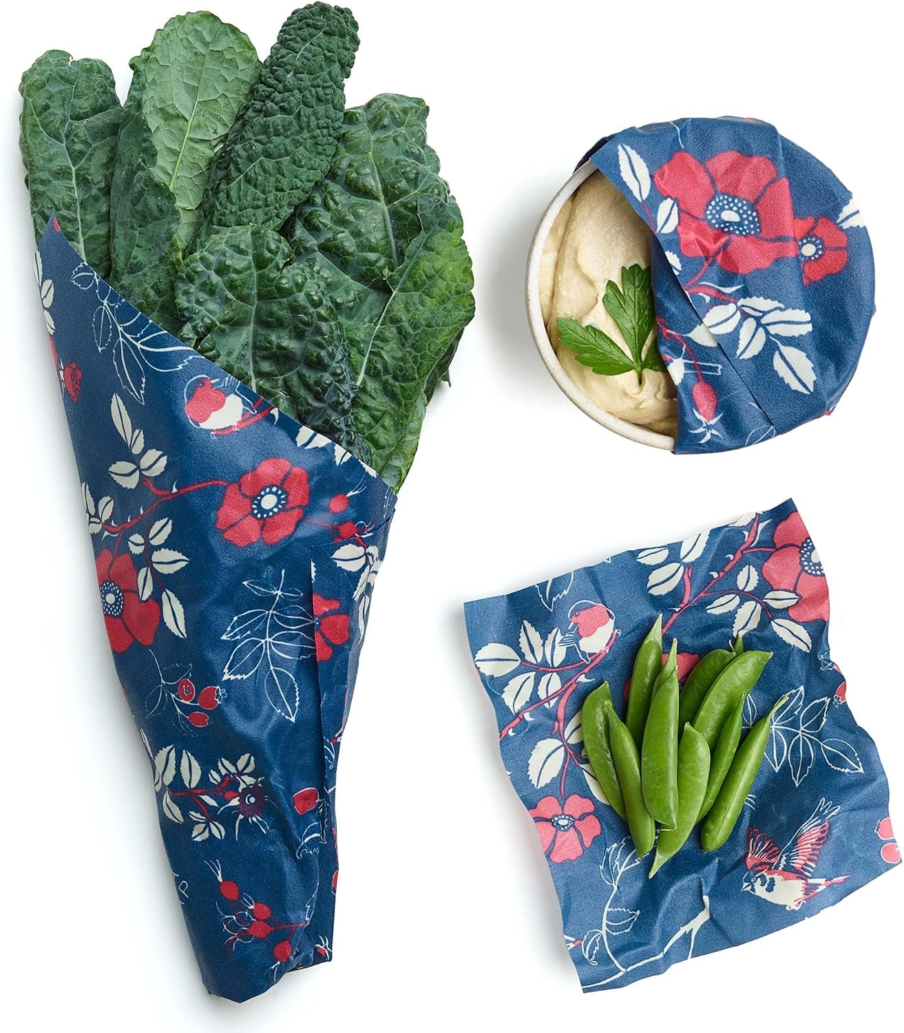 Bee's Wrap Reusable Beeswax Food Wraps, Assorted 3-Pack, Botanical