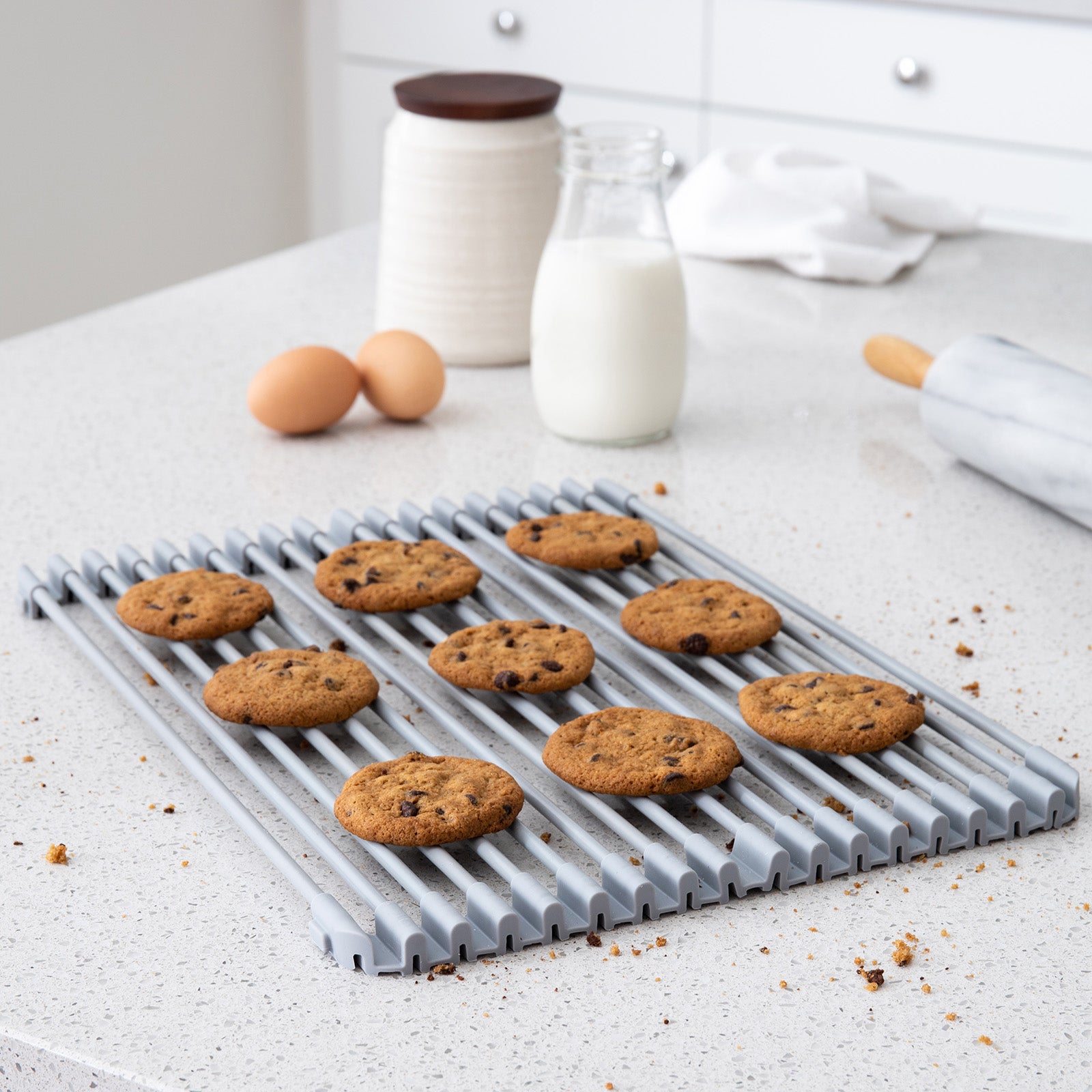 Better Houseware Multipurpose Roll Up Rack, Silicone coated Stainless Steel, Medium