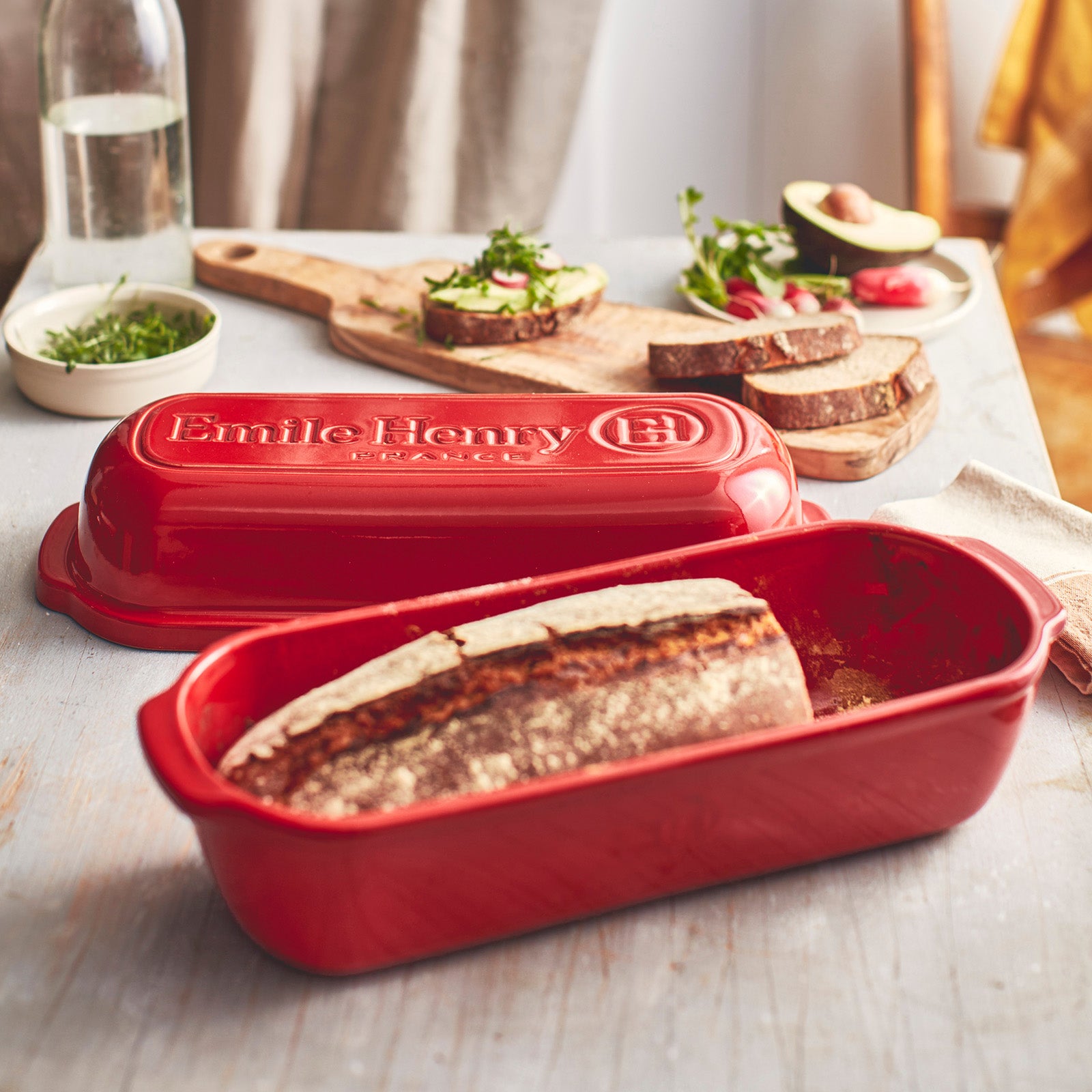 Emile Henry Italian Bread Loaf Baker, Burgundy
