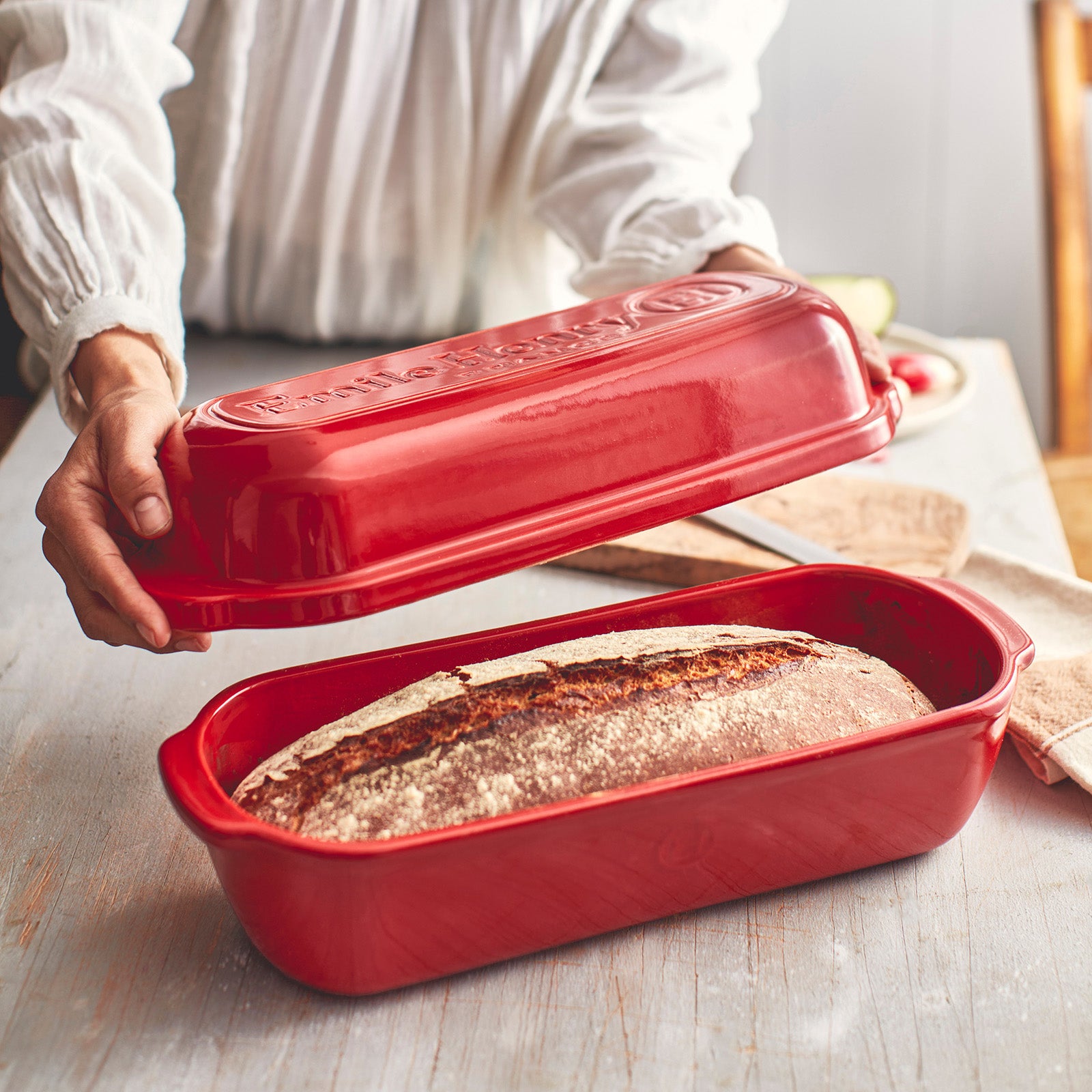 Emile Henry Italian Bread Loaf Baker, Burgundy