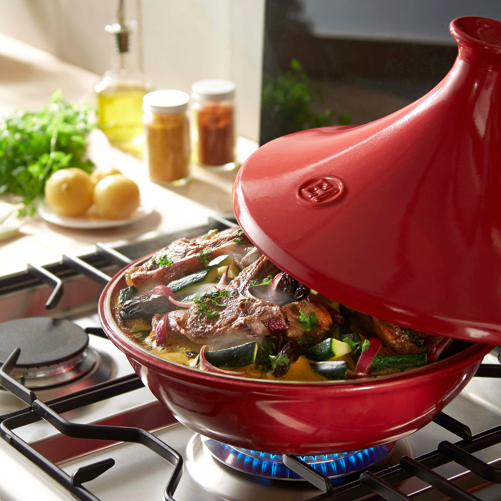 Emile Henry Flame Tagine, 2.1 Quart, Red