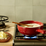 Emile Henry Flame Fondue Set, 2.6 Quart, Burgundy
