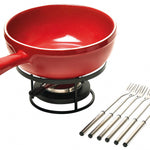 Emile Henry Flame Fondue Set, 2.6 Quart, Burgundy