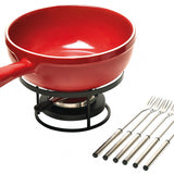 Emile Henry Flame Fondue Set, 2.6 Quart, Burgundy