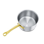 Mauviel M'Cook B 5-Ply Stainless Steel Sauce Pan With Lid and Brass Handle, 1.8-qt