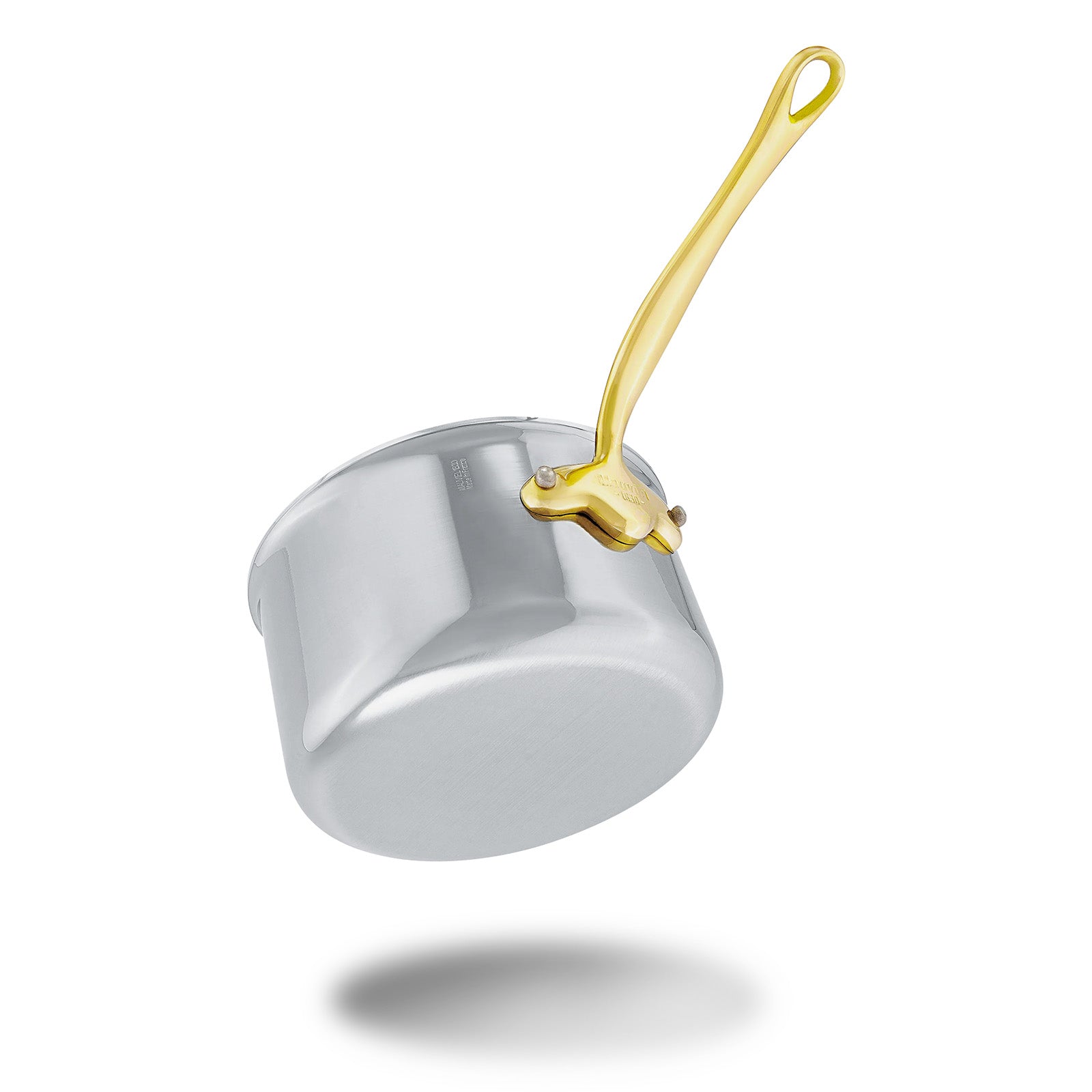Mauviel M'Cook B 5-Ply Stainless Steel Sauce Pan With Lid and Brass Handle, 1.8-qt