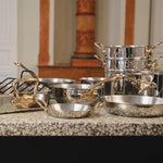 Mauviel M'Cook B 5-Ply Stainless Steel Saute Pan With Lid and Brass Handle, 3.2-qt