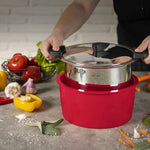 Kuhn Rikon Hotpan Stainless Steel Cooking Pot with Insulated Bowl, 1-Quart, Red