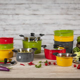 Kuhn Rikon Hotpan Stainless Steel Cooking Pot with Insulated Bowl, 1-Quart, Red