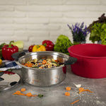Kuhn Rikon Hotpan Stainless Steel Cooking Pot with Insulated Bowl, 3.2-Quart, Red