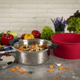 Kuhn Rikon Hotpan Stainless Steel Cooking Pot with Insulated Bowl, 3.2-Quart, Red